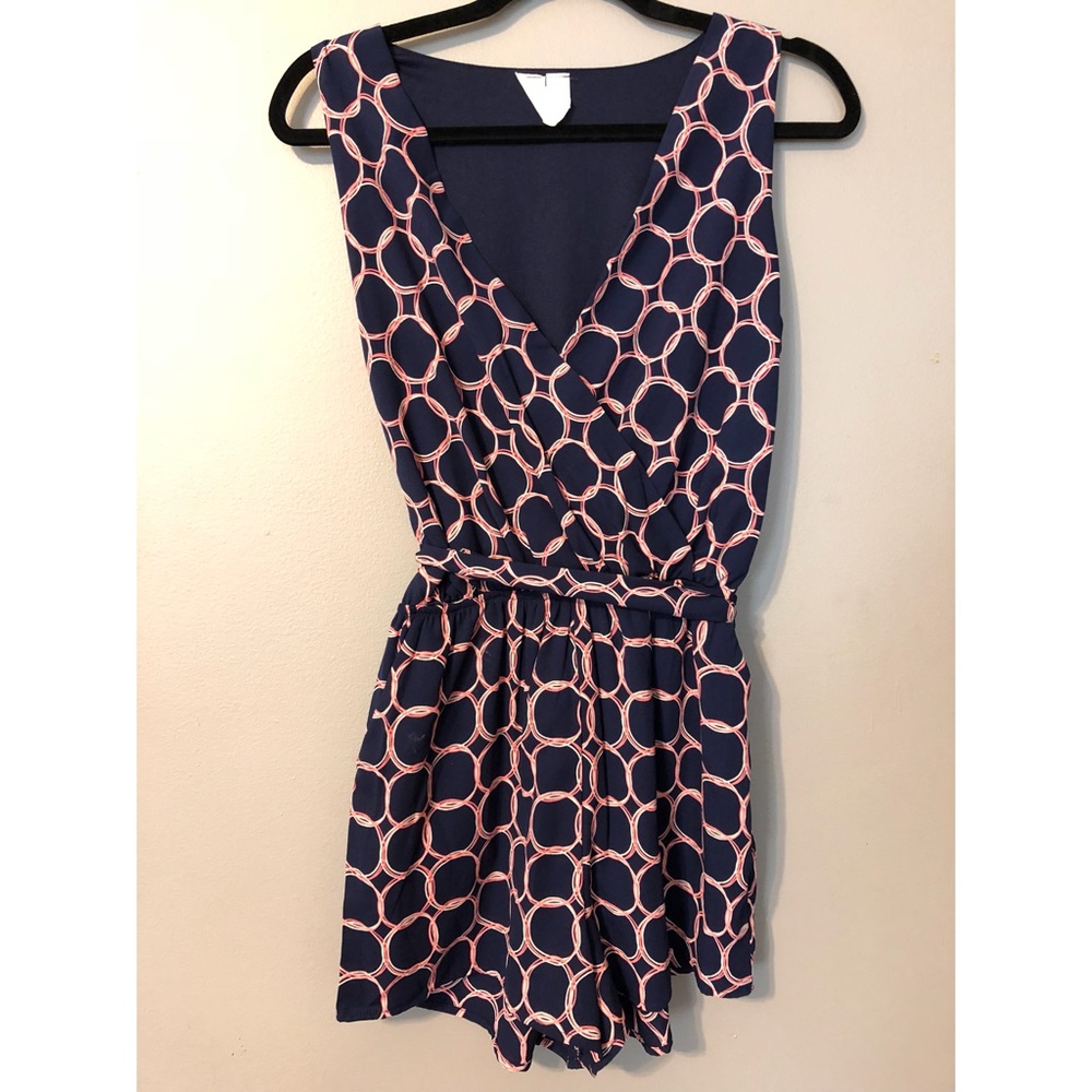 Navy blue romper with a tie in the back